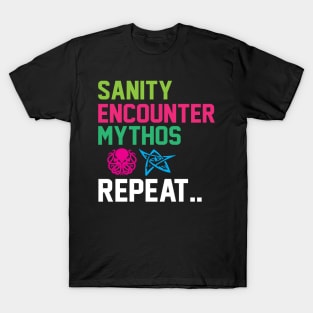 Arkham Horror Sanity, Encounter, Mythos, Repeat Board Game Graphic - Tabletop Gaming T-Shirt
